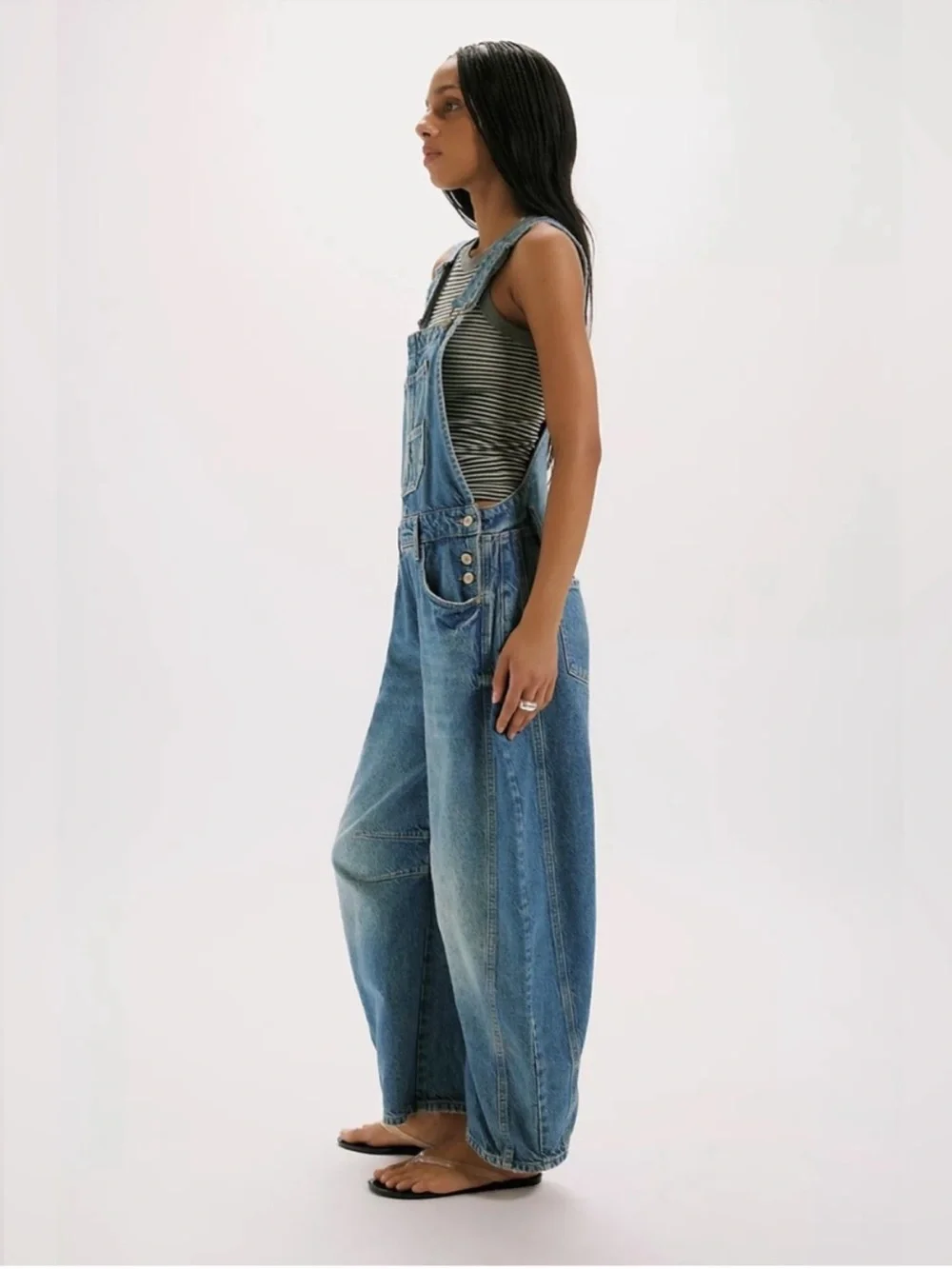 Free People  Good Luck Barrel Overalls